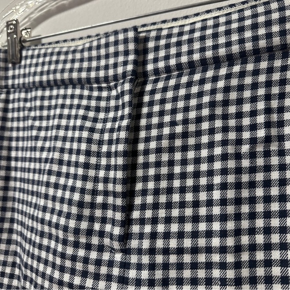J. Crew Hayden Kickout Crop Gingham Linen Pants Navy Blue White Women’s Size 12 - Picture 5 of 16